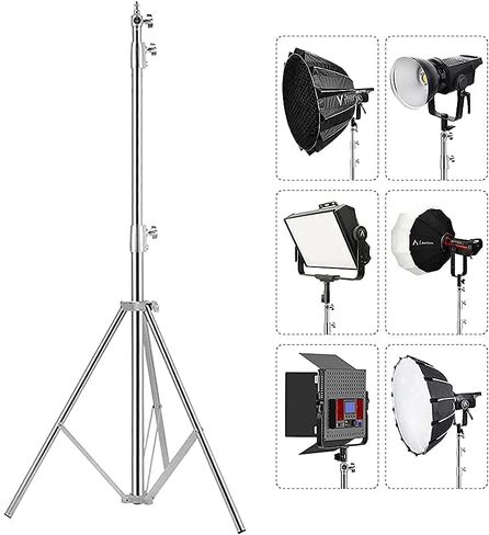 Stainless Steel Photography Video Tripod Stand, Spring Cushioned Heavy Duty Tripod Stand, 9.5ft/2.8m, Universal Adapter for Photography Studio Monolight Reflector Portrait in Kuwait