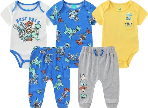 Disney Toy Story Baby Boys Bodysuit and Pants 5 Pc Set for Newborn Infants in Kuwait