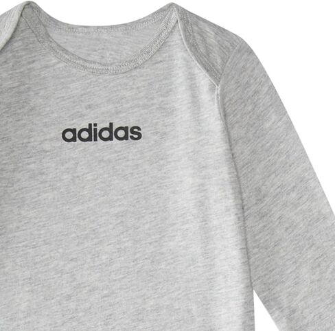 adidas Unisex 3-Piece Logo Bodyshirt & Pant Set, Grey With White, 12M | Pant Sets, elastic waist, relaxed fit in Kuwait
