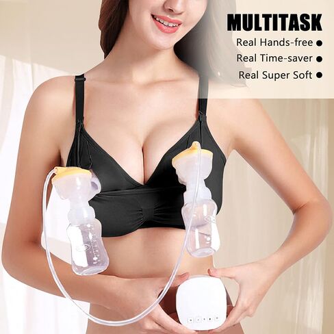 4HOW Nursing and Pumping Bra All in One Breast Pump Bra for Breastfeeding Pregnancy Black Nude Grey XX-Large in Kuwait