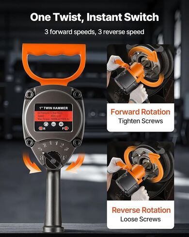 VEVOR 1 Inch Air Impact Wrench, Up to 1200 ft-lbs Nut-Busting Torque, 16.4 lbs Lightweight Pneumatic Impact Gun with Double Handles for Heavy Duty Repairs and Maintenance in Kuwait