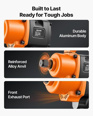 VEVOR 1 Inch Air Impact Wrench, Up to 1200 ft-lbs Nut-Busting Torque, 16.4 lbs Lightweight Pneumatic Impact Gun with Double Handles for Heavy Duty Repairs and Maintenance in Kuwait
