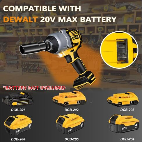 800Ft-lbs 1/2 inch Cordless Impact Wrench Compatible with DeWalt 20v Battery,1000N.m Brushless Power Impact Driver,High Torque Electric Impact Wrench for Home Car Tires Truck (No Battery Included) in Kuwait