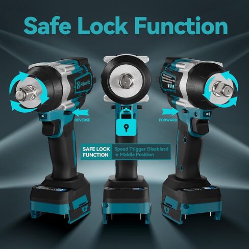 1/2" Cordless Impact Wrench Compatible with Makita 18V Battery,516 Ft-lbs 700N.m Brushless High Torque Impact Gun,Bare Tool with 4PCS Sockets 17/19/20/24mm for Tire Change,Auto Repair in Kuwait