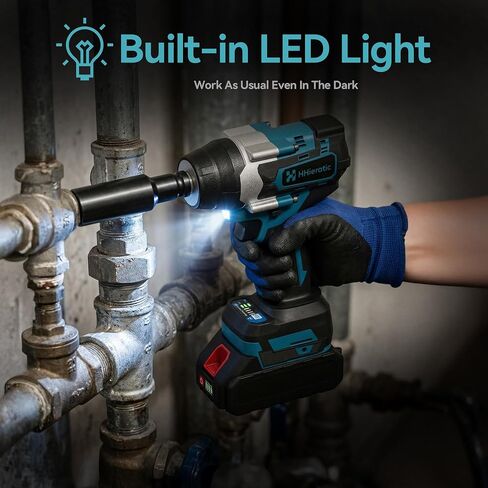 1/2" Cordless Impact Wrench Compatible with Makita 18V Battery,516 Ft-lbs 700N.m Brushless High Torque Impact Gun,Bare Tool with 4PCS Sockets 17/19/20/24mm for Tire Change,Auto Repair in Kuwait