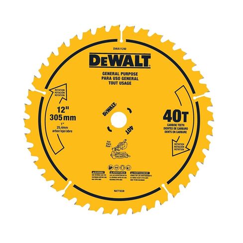 DEWALT 12 in. 40T General Purpose Saw Blade (DWA11240) in Kuwait