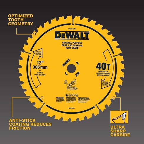 DEWALT 12 in. 40T General Purpose Saw Blade (DWA11240) in Kuwait