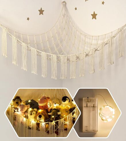 RelaxScene Stuffed Animal Hammock Corner Storage with LED Light - Plush Hammock Large Plushie Net in Saudi Arabia