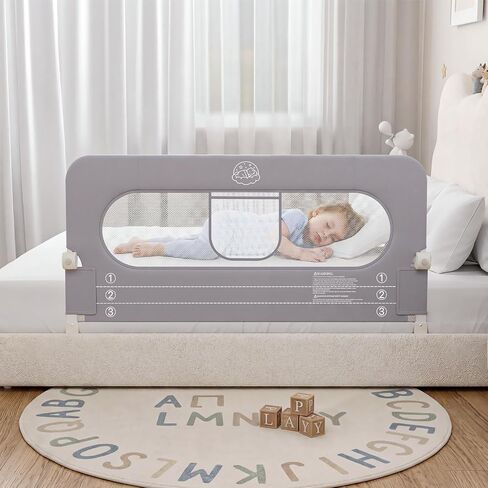 Bed Rail for Toddlers,71in Foldable Bed Rail for Baby, Baby Bed Rail Guard with Reinforced Carbon Steel Frame&Connectors for Twin Full Queen King Bed in Kuwait