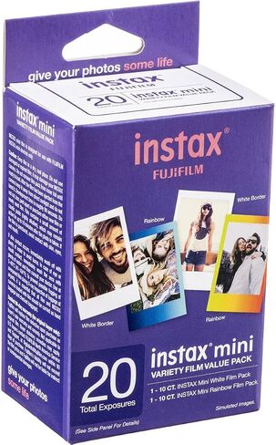 Fujifilm Instax Mini Instant Film Variety Value Pack, 20 Exposures, 2-Pack, Bundle with Slinger Photo Album in Kuwait