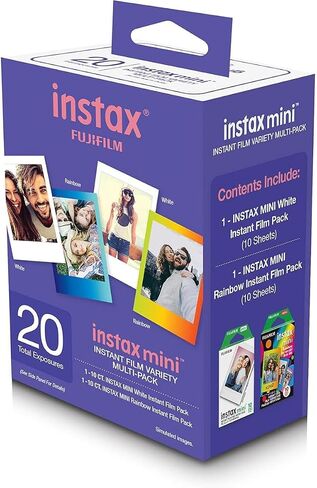 Fujifilm Instax Mini Instant Film Variety Value Pack, 20 Exposures, 2-Pack, Bundle with Slinger Photo Album in Kuwait
