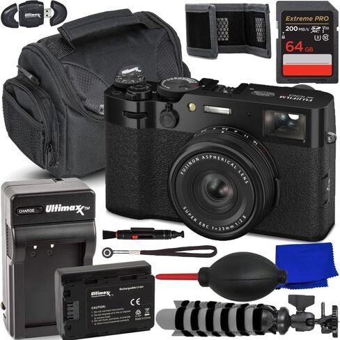 SSE FUJIFILM X100VI Digital Camera (Black) - Bundle Includes: 64GB SDXC Memory Card, Replacement Battery and Charger, Gadget Bag, 8" Gripster & Much More (12pc Bundle) in Kuwait