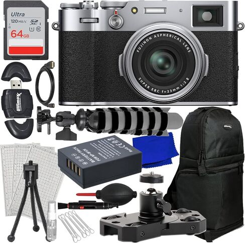 SSE FUJIFILM X100VI Digital Camera (Black) - Bundle Includes: 64GB SDXC Memory Card, Replacement Battery and Charger, Gadget Bag, 8" Gripster & Much More (12pc Bundle) in Saudi Arabia