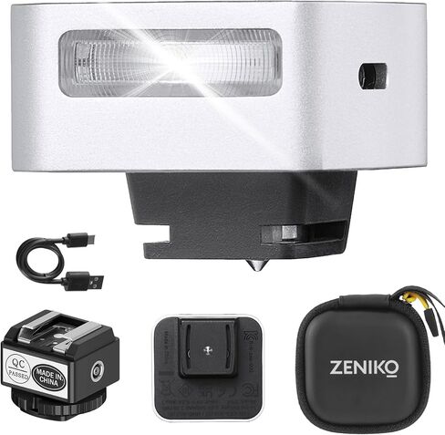 ZENIKO ZF08 Mini Camera Flash Speedlite with Flash Height Booster, Capable of Continuous Flash Shooting,Aluminum,for Fuji/Sony/Nikon/Canon/Olympus/Leica/Any Cameras with Single-Contact Hotshoe in Kuwait