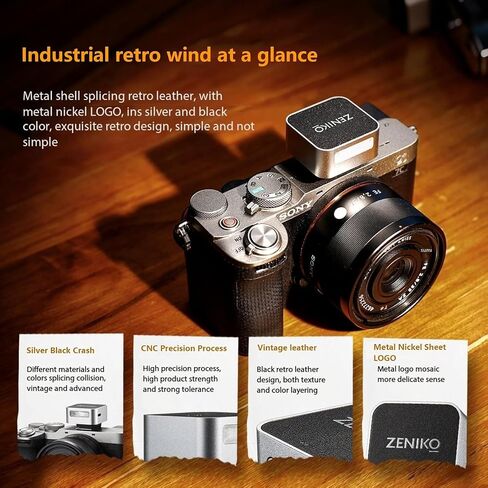 ZENIKO ZF08 Mini Camera Flash Speedlite with Flash Height Booster, Capable of Continuous Flash Shooting,Aluminum,for Fuji/Sony/Nikon/Canon/Olympus/Leica/Any Cameras with Single-Contact Hotshoe in Kuwait