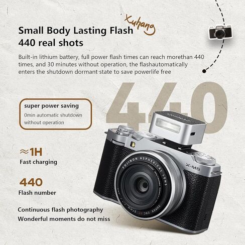 ZENIKO ZF08 Mini Camera Flash Speedlite with Flash Height Booster, Capable of Continuous Flash Shooting,Aluminum,for Fuji/Sony/Nikon/Canon/Olympus/Leica/Any Cameras with Single-Contact Hotshoe in Kuwait