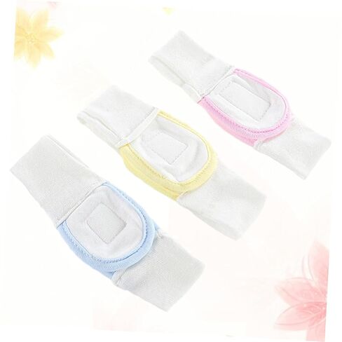 SHINEOFI 3pcs Cotton Diaper Fixing Tape for Infants Adjustable Reusable Elastic Baby Diaper Strips in Blue Yellow Pink for Newborns and Toddlers in Kuwait