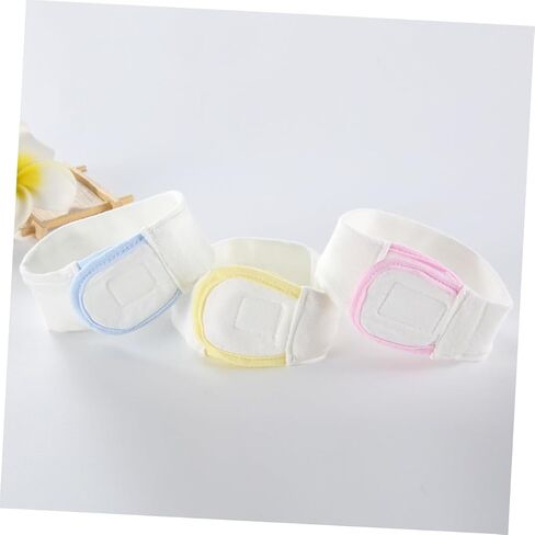 SHINEOFI 3pcs Cotton Diaper Fixing Tape for Infants Adjustable Reusable Elastic Baby Diaper Strips in Blue Yellow Pink for Newborns and Toddlers in Kuwait