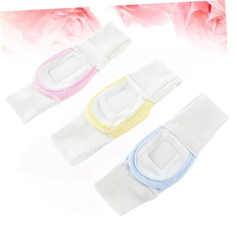 SHINEOFI 3pcs Cotton Diaper Fixing Tape for Infants Adjustable Reusable Elastic Baby Diaper Strips in Blue Yellow Pink for Newborns and Toddlers in Kuwait