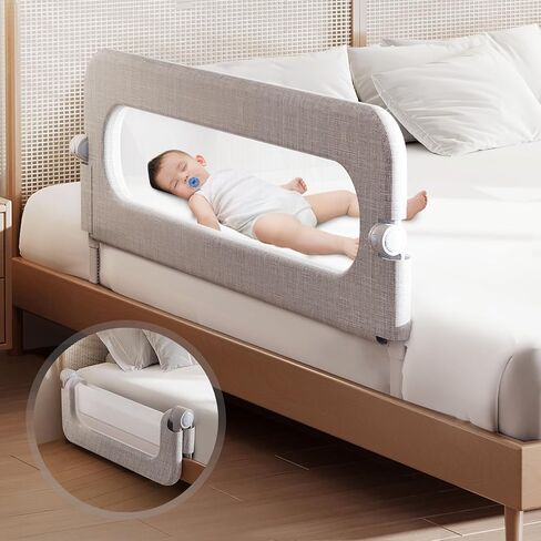 Toddler Bed Rail Guard for Baby - Toddlers Bed Rail for Queen Full King Twin Crib Bunk Size Bed Adjustable Heights & Foldable Portable Bedrail Extra Tall Child Safety Side Railing Guards for Kids(48") in Kuwait