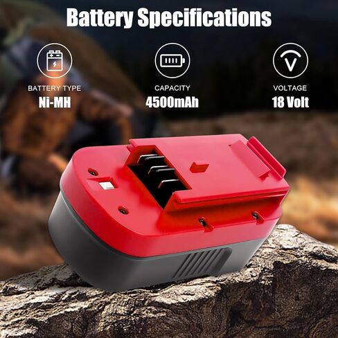 2Pack HPB18 4500mAh Replacement for Black and Decker 18V Battery(Red) | Compatible with Black and Decker 18 Volt Firestorm Cordless Power Tools in Saudi Arabia