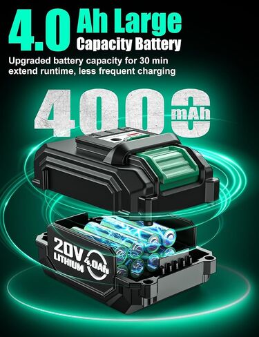 KIMO 2 Pack 20V 4000mAh Battery for Drill Driver, Leaf Blower, Buffer Polisher, Angle Grinder, Reciprocating Saw, Oscillating Tool, Brad Nailer, 5 Safety Protection Tech, 1 Hour Fast Charge in Saudi Arabia