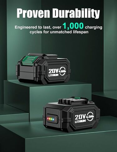 KIMO 2 Pack 20V 4000mAh Battery for Drill Driver, Leaf Blower, Buffer Polisher, Angle Grinder, Reciprocating Saw, Oscillating Tool, Brad Nailer, 5 Safety Protection Tech, 1 Hour Fast Charge in Saudi Arabia