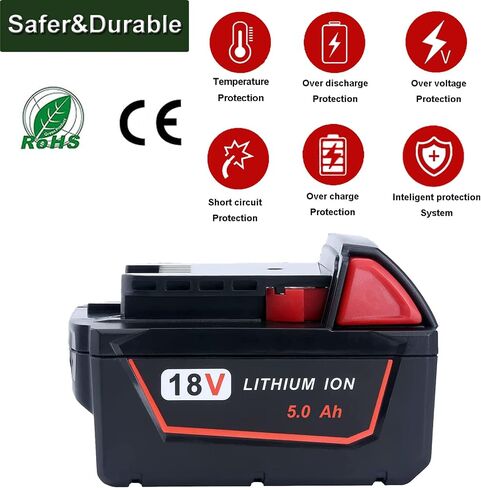 DEWQKI 2-Pack 5.0Ah 18V Replacement M18 Batteries for Milwaukee M18 Battery – Extended Power and Reliabilit in Kuwait