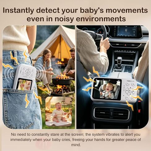 TimeFlys Video Baby Monitor, Both Units Rechargeable, Outdoor Use For Camping, Car Camera Usage, Camera 40-hour Battery, Night Vision, 2-Way Audio, Lullabies, No WiFi Required, Model Z280L,2.8" Screen in Saudi Arabia
