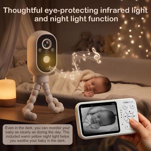 TimeFlys Video Baby Monitor, Both Units Rechargeable, Outdoor Use For Camping, Car Camera Usage, Camera 40-hour Battery, Night Vision, 2-Way Audio, Lullabies, No WiFi Required, Model Z280L,2.8" Screen in Saudi Arabia