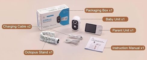 TimeFlys Video Baby Monitor, Both Units Rechargeable, Outdoor Use For Camping, Car Camera Usage, Camera 40-hour Battery, Night Vision, 2-Way Audio, Lullabies, No WiFi Required, Model Z280L,2.8" Screen in Saudi Arabia