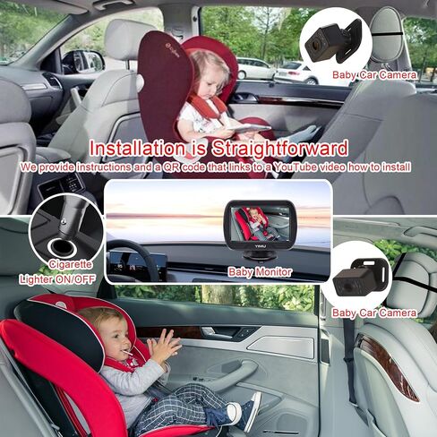YIMU HD720P Rear Seat Baby Car Camera for Backseat, Car Headrest Quick-Install Monitor, Night Vision, 360° Rotatable car Camera for Baby with 4.3 inch car Baby Monitor (KB41) in Saudi Arabia
