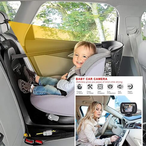 YIMU HD720P Rear Seat Baby Car Camera for Backseat, Car Headrest Quick-Install Monitor, Night Vision, 360° Rotatable car Camera for Baby with 4.3 inch car Baby Monitor (KB41) in Saudi Arabia