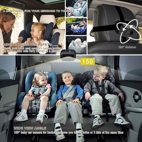 YIMU HD720P Rear Seat Baby Car Camera for Backseat, Car Headrest Quick-Install Monitor, Night Vision, 360° Rotatable car Camera for Baby with 4.3 inch car Baby Monitor (KB41) in Saudi Arabia