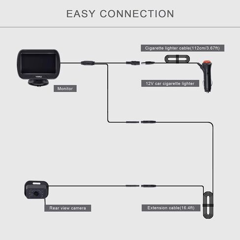 YIMU HD720P Rear Seat Baby Car Camera for Backseat, Car Headrest Quick-Install Monitor, Night Vision, 360° Rotatable car Camera for Baby with 4.3 inch car Baby Monitor (KB41) in Saudi Arabia