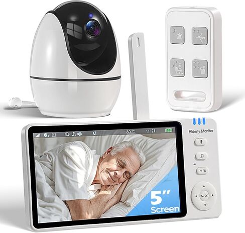 Elderly Monitor with Camera and Audio, Two-Way Talk Baby Monitors for Elderly Care, Call Button, Med Reminder Camera for Elderly Monitoring, for Seniors, Dementia Patients (No WiFi) in Kuwait