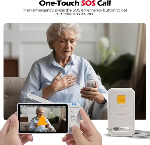 Elderly Monitor with Camera and Audio, Two-Way Talk Baby Monitors for Elderly Care, Call Button, Med Reminder Camera for Elderly Monitoring, for Seniors, Dementia Patients (No WiFi) in Kuwait