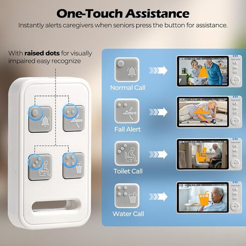Elderly Monitor with Camera and Audio, Two-Way Talk Baby Monitors for Elderly Care, Call Button, Med Reminder Camera for Elderly Monitoring, for Seniors, Dementia Patients (No WiFi) in Kuwait