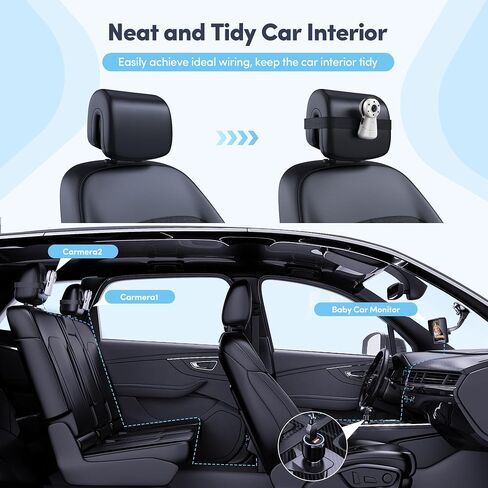 2-Kids Baby Car Camera Dual Monitor – 7 Inch Display with Two Rear Facing Car Seat Cameras, 1080P HD Night Vision IR-CUT, USB Powered Plug and Play Backseat Baby Monitor for Infant & Toddler Safety in Kuwait