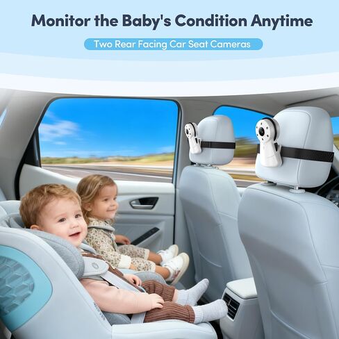 2-Kids Baby Car Camera Dual Monitor – 7 Inch Display with Two Rear Facing Car Seat Cameras, 1080P HD Night Vision IR-CUT, USB Powered Plug and Play Backseat Baby Monitor for Infant & Toddler Safety in Kuwait
