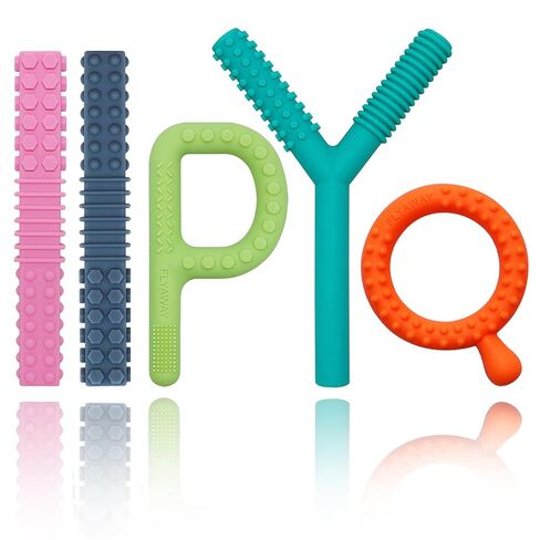 Sensory Toys for Kids with Autism, Silicone Baby Teething Toys 5 Pack Autism Toys for ADHD, Anxiety, SPD Chewing Biting Fidgeting, Teething Relief Tubes for Babies - BPA Free in Kuwait