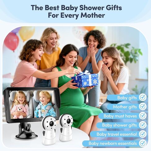 2-Kids Baby Car Camera Dual Monitor – 7 Inch Display with Two Rear Facing Car Seat Cameras, 1080P HD Night Vision IR-CUT, USB Powered Plug and Play Backseat Baby Monitor for Infant & Toddler Safety in Kuwait