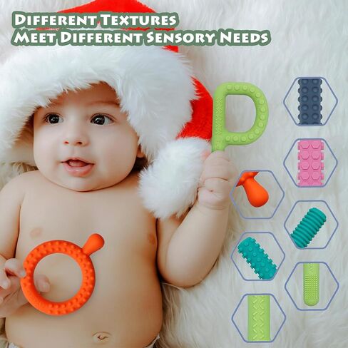 Sensory Toys for Kids with Autism, Silicone Baby Teething Toys 5 Pack Autism Toys for ADHD, Anxiety, SPD Chewing Biting Fidgeting, Teething Relief Tubes for Babies - BPA Free in Kuwait