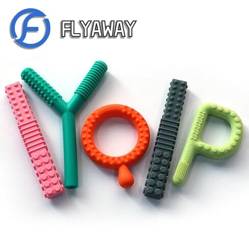 Sensory Toys for Kids with Autism, Silicone Baby Teething Toys 5 Pack Autism Toys for ADHD, Anxiety, SPD Chewing Biting Fidgeting, Teething Relief Tubes for Babies - BPA Free in Kuwait