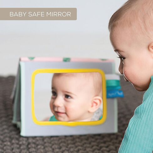 Taf Toys Tummy Time Baby Mirror Soft Baby Book with Mirror & Teether - Tummy Time Toys 0-6 Months - High Contrast Newborn Infant Toys - Ideal for Sensory Play - Perfect 0-3 Year Old Boys Girls Gift in Kuwait