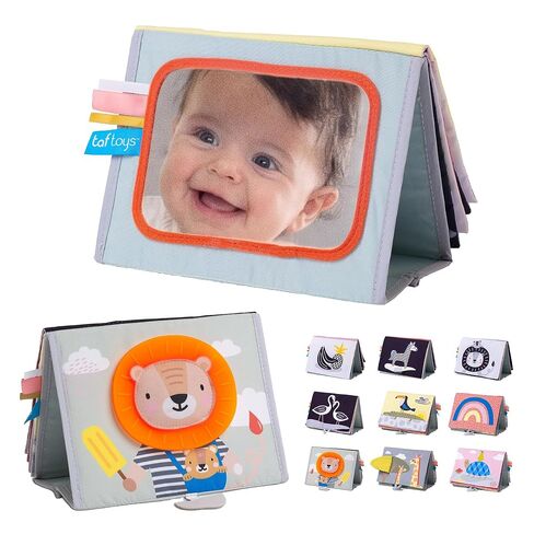 Taf Toys Tummy Time Baby Mirror Soft Baby Book with Mirror & Teether - Tummy Time Toys 0-6 Months - High Contrast Newborn Infant Toys - Ideal for Sensory Play - Perfect 0-3 Year Old Boys Girls Gift in Kuwait