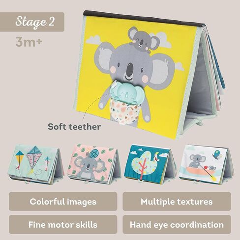 Taf Toys Tummy Time Baby Mirror Soft Baby Book with Mirror & Teether - Tummy Time Toys 0-6 Months - High Contrast Newborn Infant Toys - Ideal for Sensory Play - Perfect 0-3 Year Old Boys Girls Gift in Kuwait