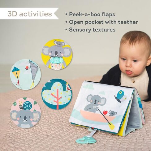 Taf Toys Tummy Time Baby Mirror Soft Baby Book with Mirror & Teether - Tummy Time Toys 0-6 Months - High Contrast Newborn Infant Toys - Ideal for Sensory Play - Perfect 0-3 Year Old Boys Girls Gift in Kuwait