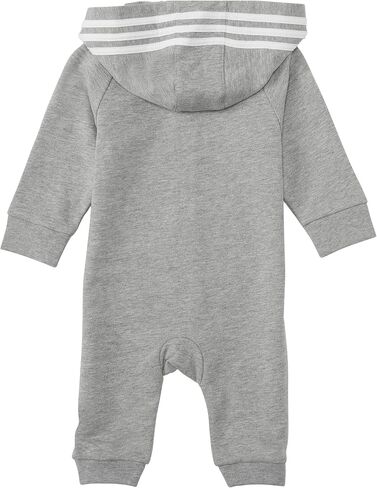 adidas unisex baby Infant Girls' and Boys' Long Sleeve Hooded Coverall Overalls, Medium Grey Heather, 6 Months US | Kangaroo Pockets, Full Leg Zipper, Rib Cuffs, French Terry in Kuwait