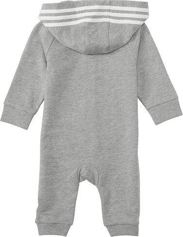 adidas unisex baby Infant Girls' and Boys' Long Sleeve Hooded Coverall Overalls, Medium Grey Heather, 6 Months US | Kangaroo Pockets, Full Leg Zipper, Rib Cuffs, French Terry in Kuwait